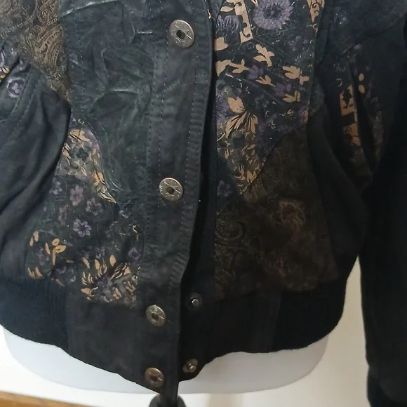 G 3 vintage floral leather bomber jacket size medium # 238 - Picture 9 of 17
